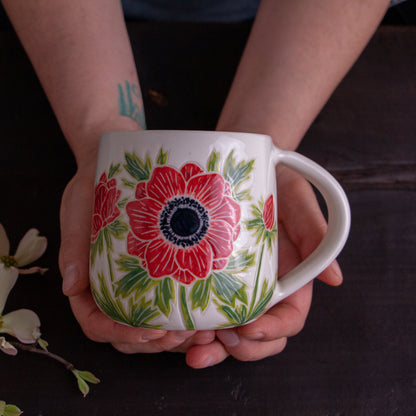 Red Anemone Mug 14-15oz