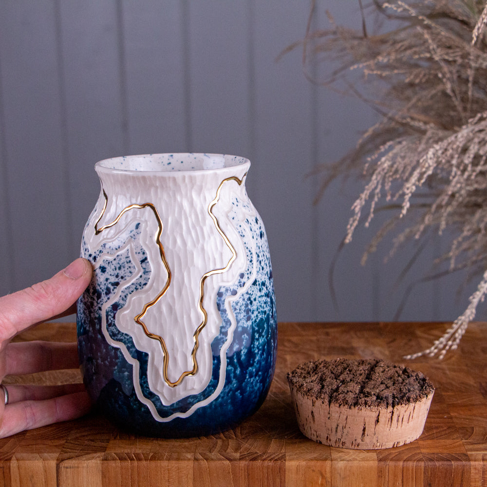 Teal Fade Trail Corked Jar / Canister