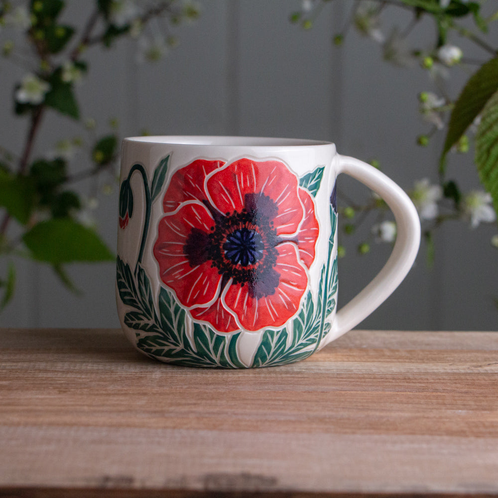 Red Poppy Botanic Mug 15oz