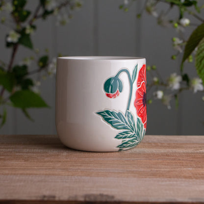 Red Poppy Botanic Mug 15oz