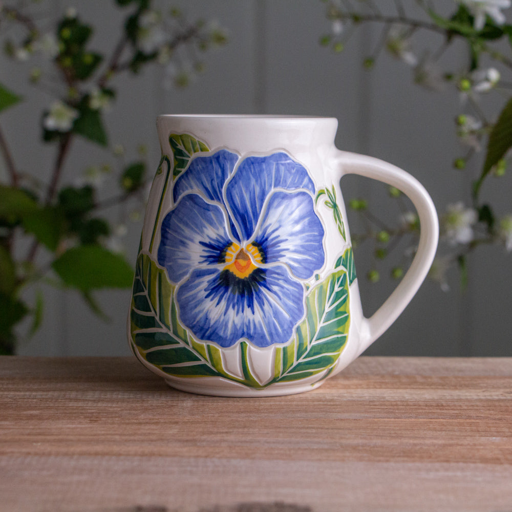 Blue Pansy Wrap-Around Mug #1 [17oz]