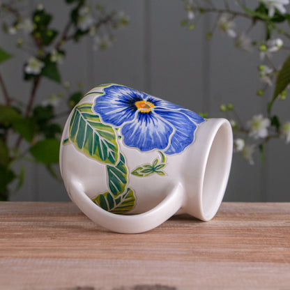 Blue Pansy Wrap-Around Mug #1 [17oz]