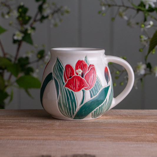 Red Tulip Wrap-Around Mug #1 [14oz]