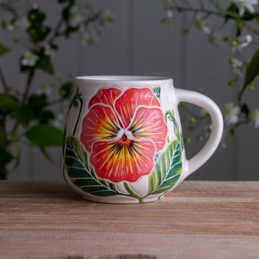 Orange Pansy Wrap-Around Mug #1 [16oz]