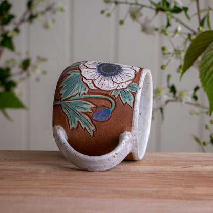 White Anemone Stoneware Mug [14oz]