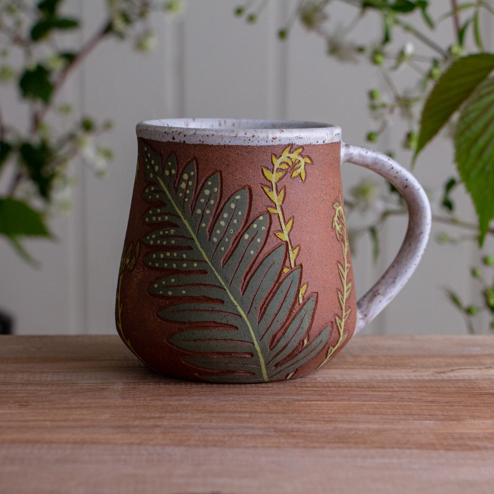 Tall Fern Stoneware Mug #2 [17oz]