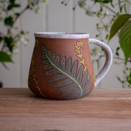 Tall Fern Stoneware Mug #3 [19oz]