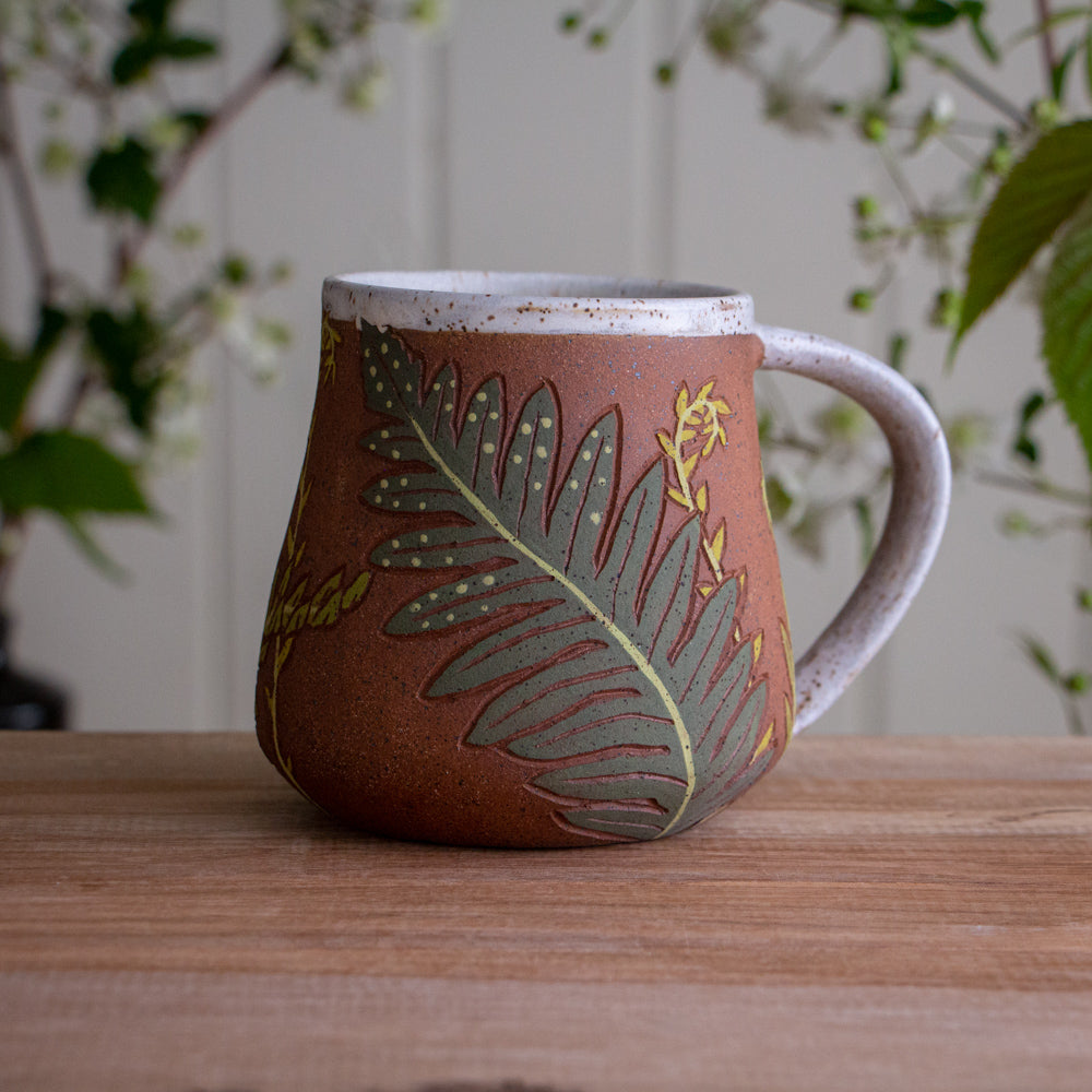 Tall Fern Stoneware Mug #4 [15oz]