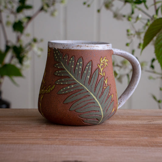 Tall Fern Stoneware Mug #4 [15oz]