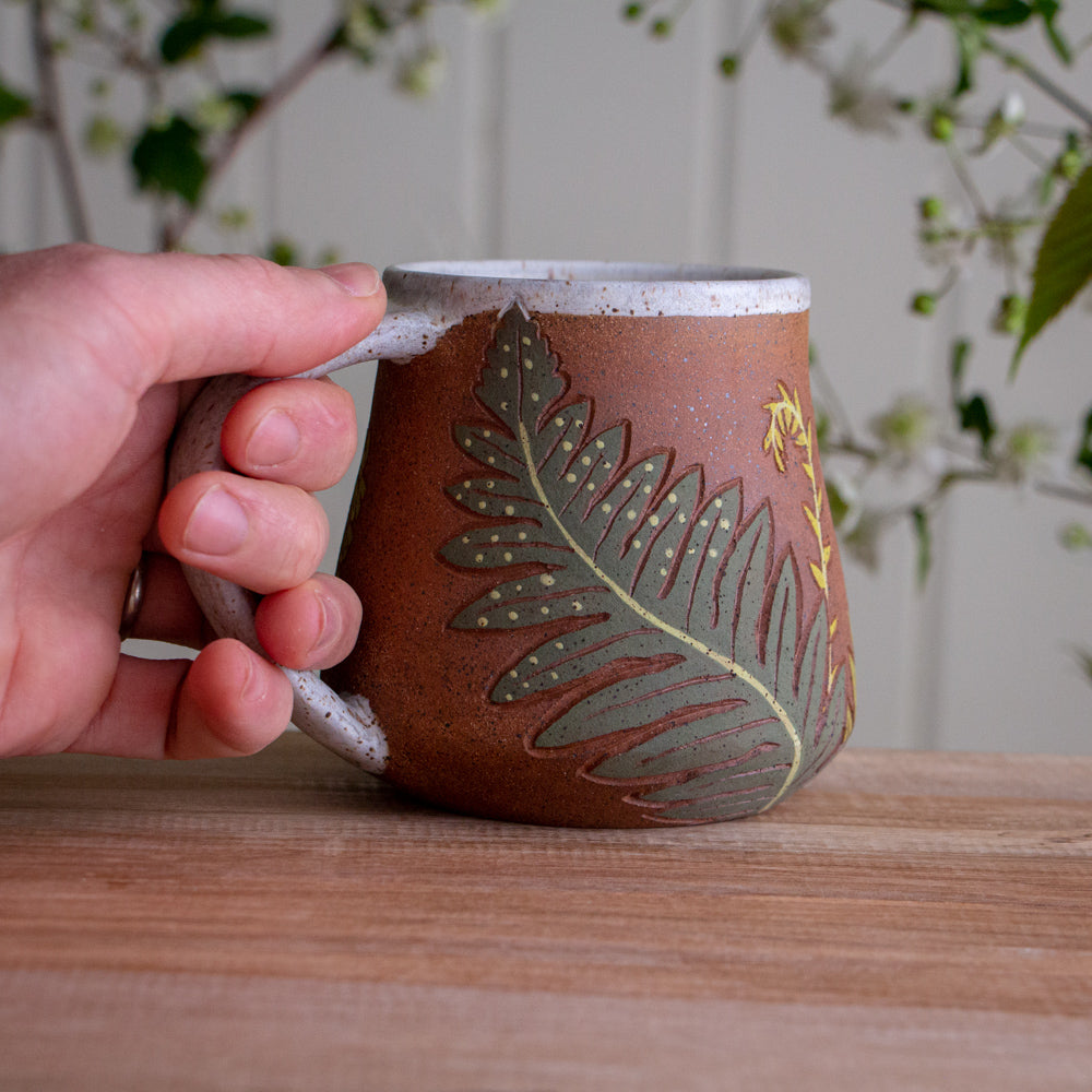Tall Fern Stoneware Mug #4 [15oz]