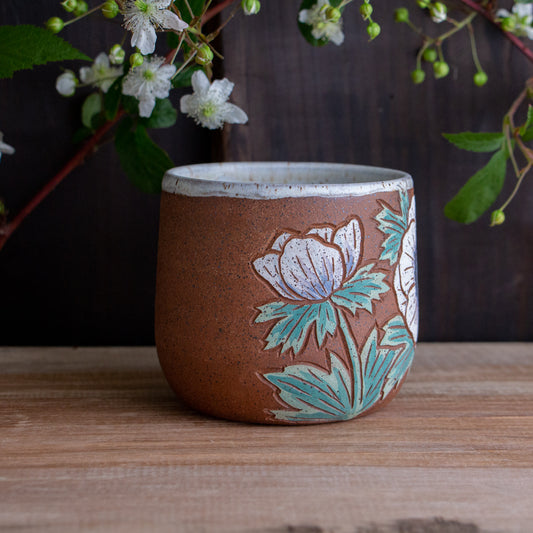 White Anemone Stoneware Mug [14oz]