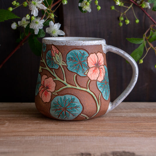 Tall Nasturtium Stoneware Mug [17oz]