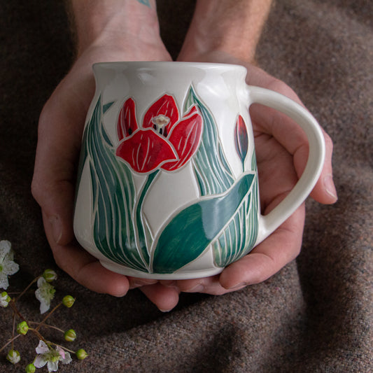 Red Tulip Wrap-Around Mug #2 [16oz]