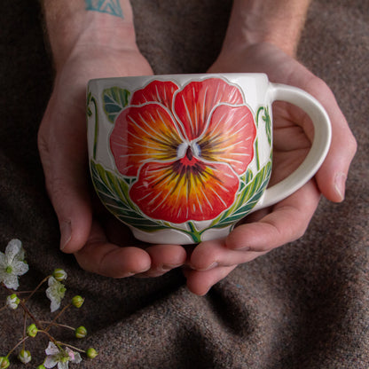 Orange Pansy Wrap-Around Mug #2 [14oz]