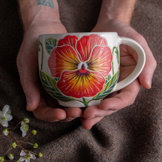 Orange Pansy Wrap-Around Mug #2 [14oz]