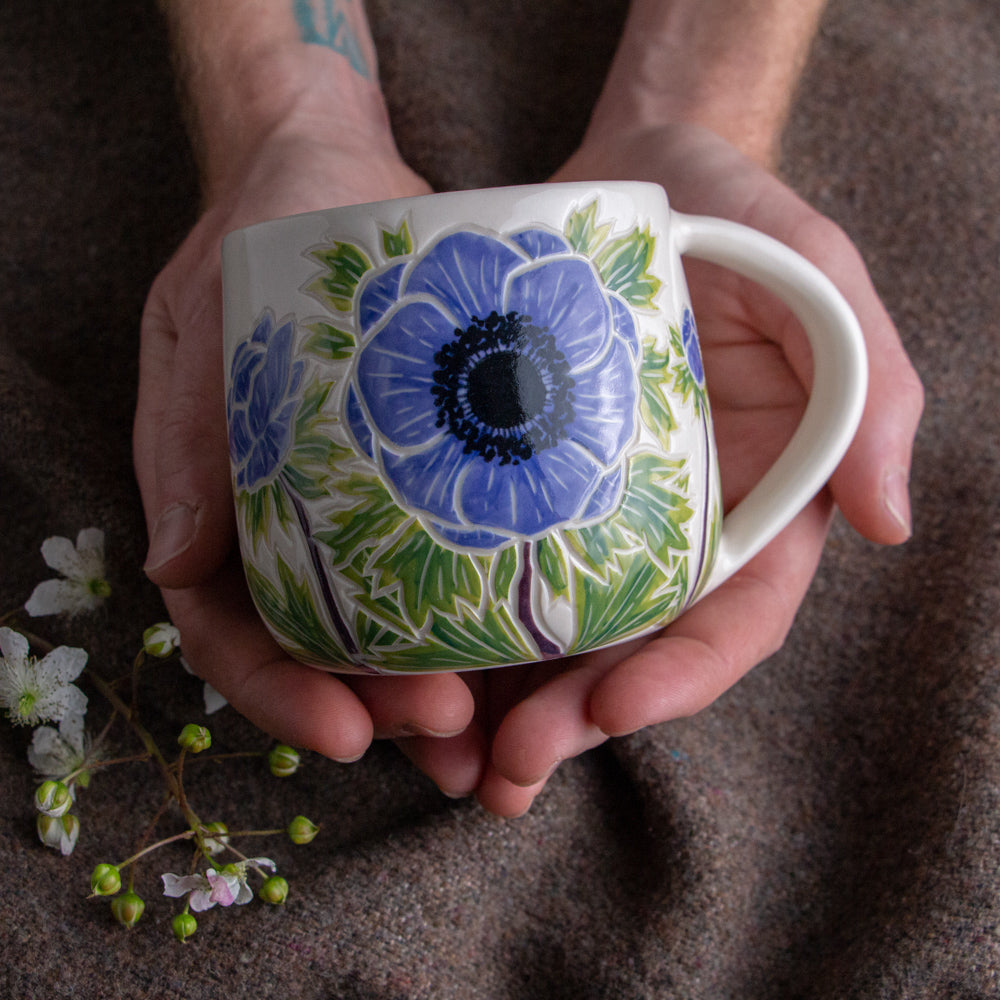Blue Anemone Botanic Mug 16-17oz