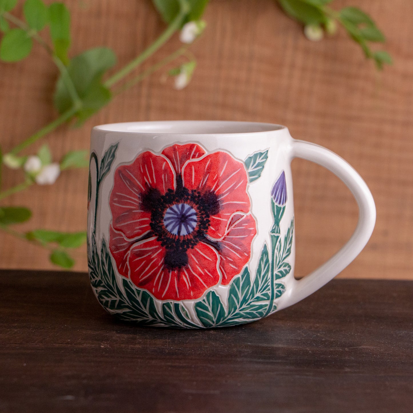 Red Poppy Botanic Mug