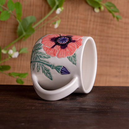 Pink Poppy Botanic Mug 14-15oz