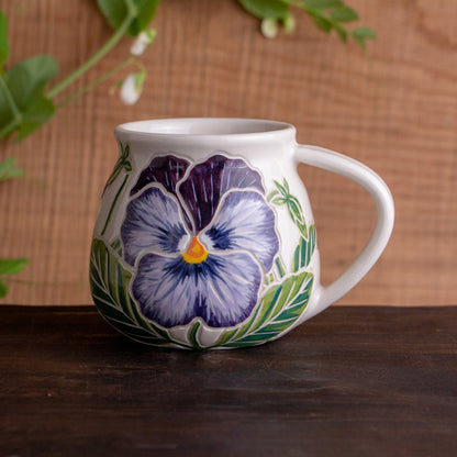 Blue Pansy Wrap-Around Mug #1 [17oz]