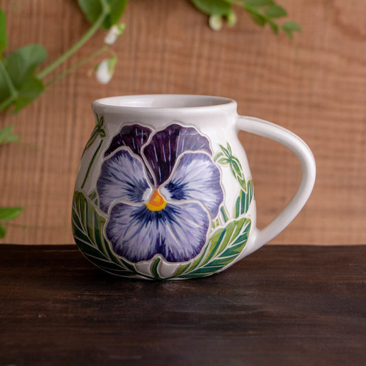 Blue Pansy Wrap-Around Mug #1 [17oz]