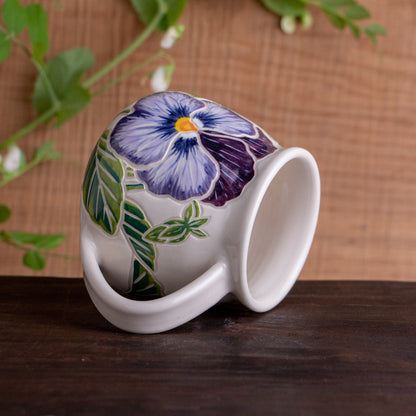 Blue Pansy Wrap-Around Mug #1 [17oz]