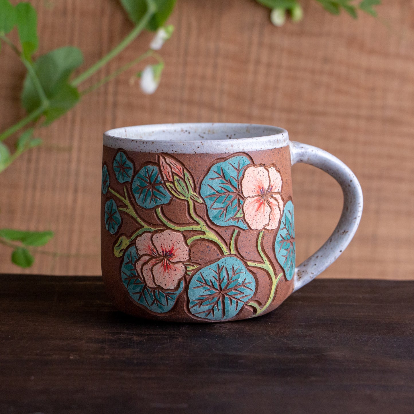 Nasturtium Stoneware Mug #1 [15oz]