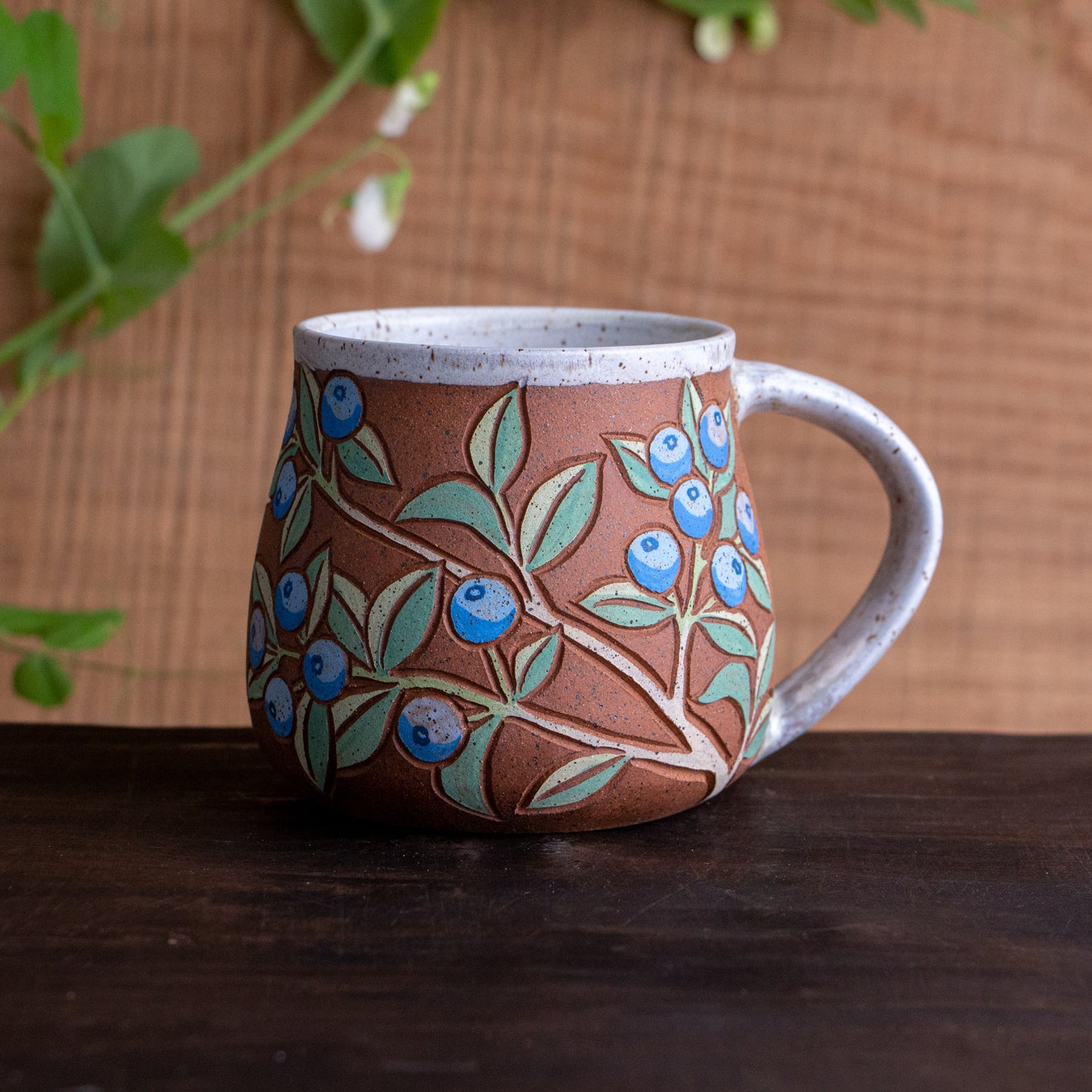 Blueberry Stoneware Wrap-Around Mug #1 [16oz]