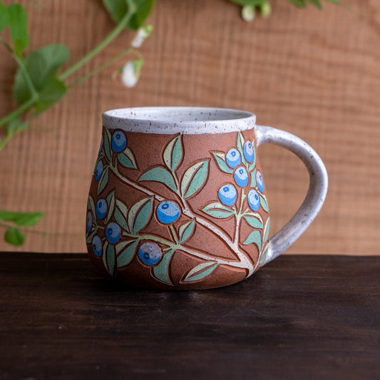 Blueberry Stoneware Wrap-Around Mug #1 [16oz]