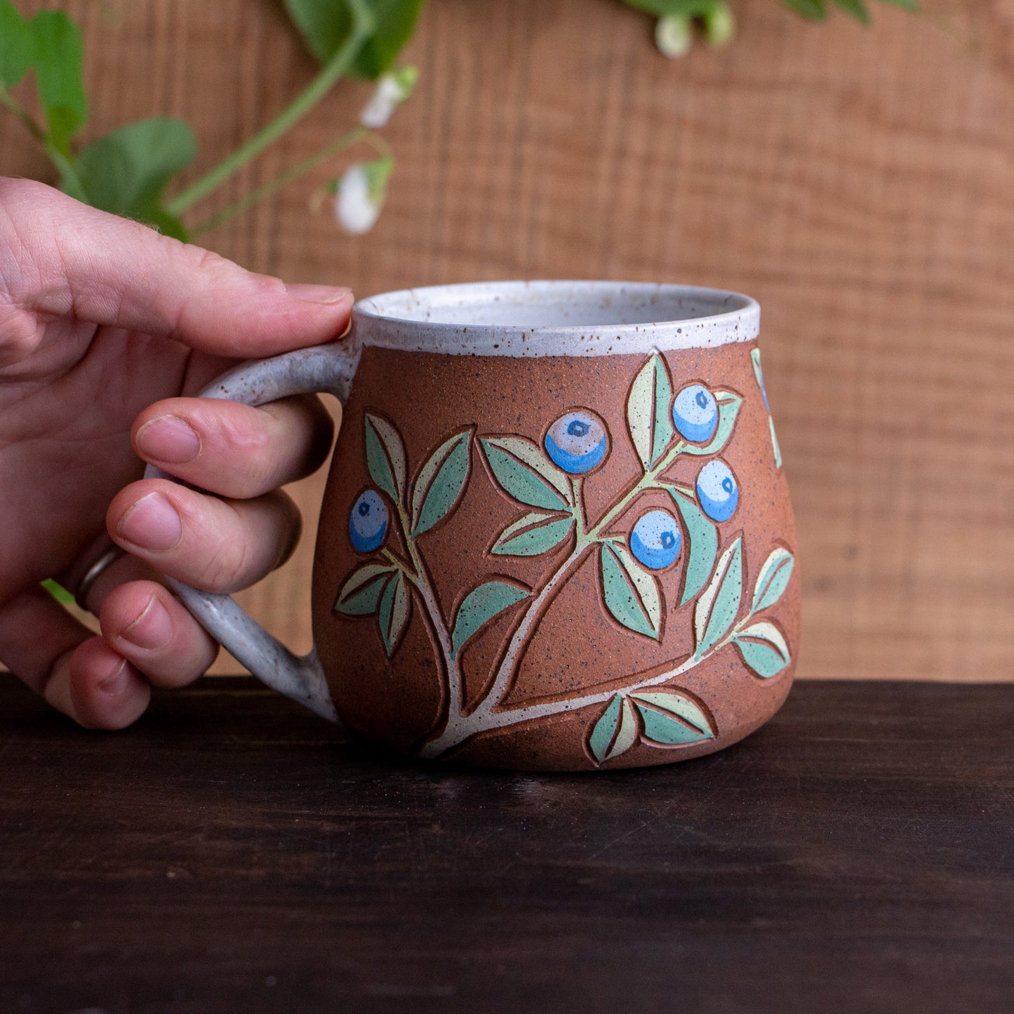 Blueberry Stoneware Wrap-Around Mug #1 [16oz]