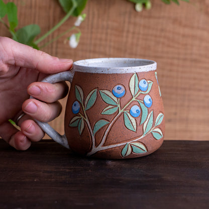 Blueberry Stoneware Wrap-Around Mug #1 [16oz]
