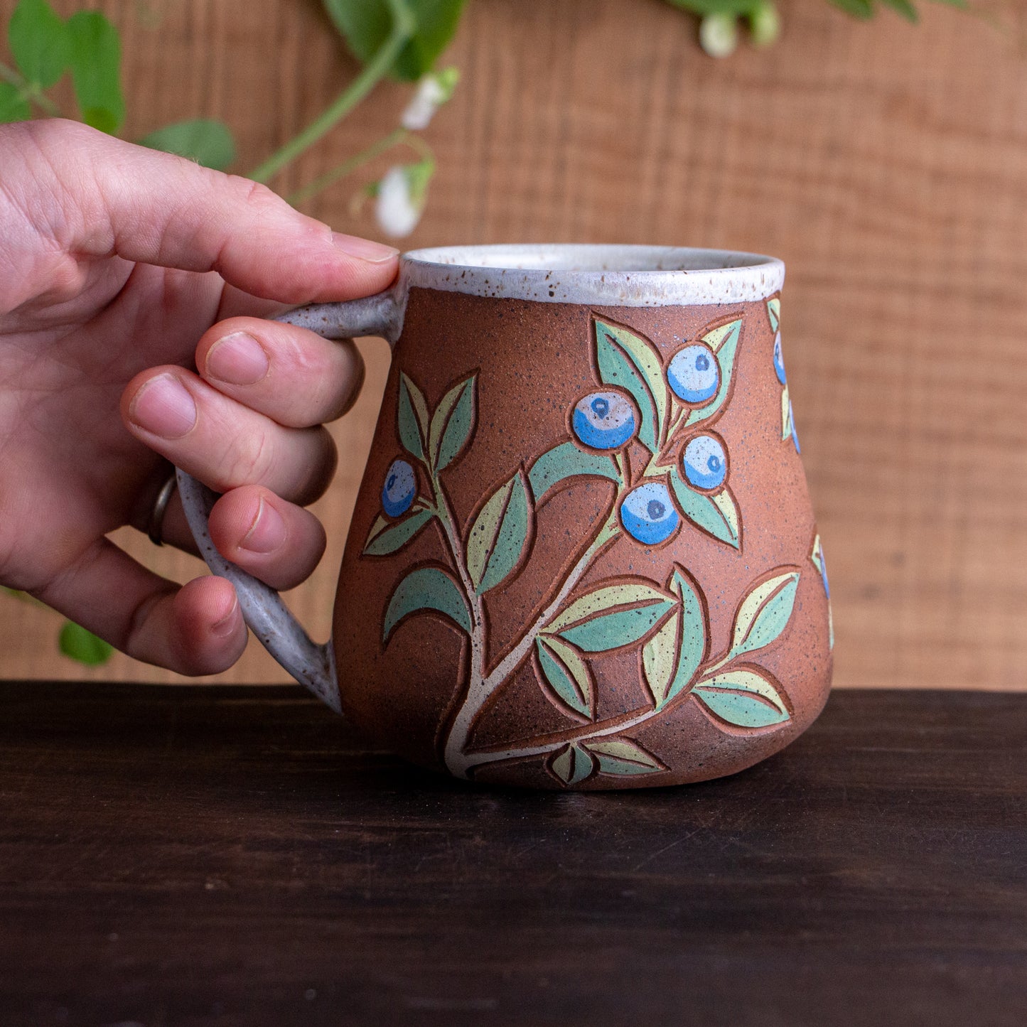 Blueberry Stoneware Wrap-Around Mug #2 [16oz]