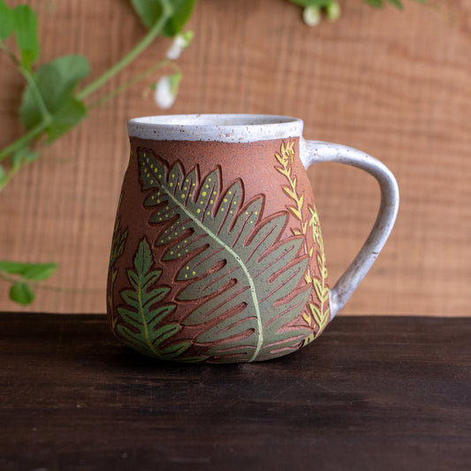 Fern Stoneware Wrap-Around Mug #1 [15oz]