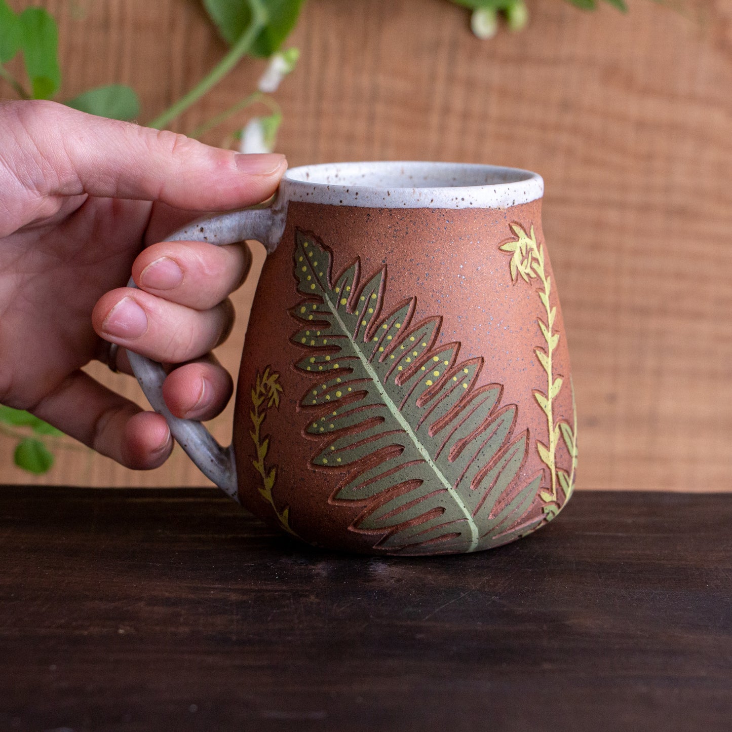 Fern Stoneware Wrap-Around Mug #2 [16oz]