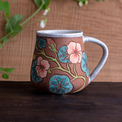 Nasturtium Stoneware Wrap-Around Mug #1 [16oz]