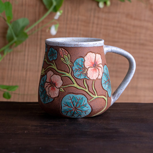 Nasturtium Stoneware Wrap-Around Mug #1 [16oz]