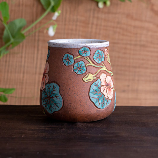 Nasturtium Stoneware Wrap-Around Mug #1 [16oz]