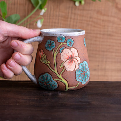 Nasturtium Stoneware Wrap-Around Mug #1 [16oz]