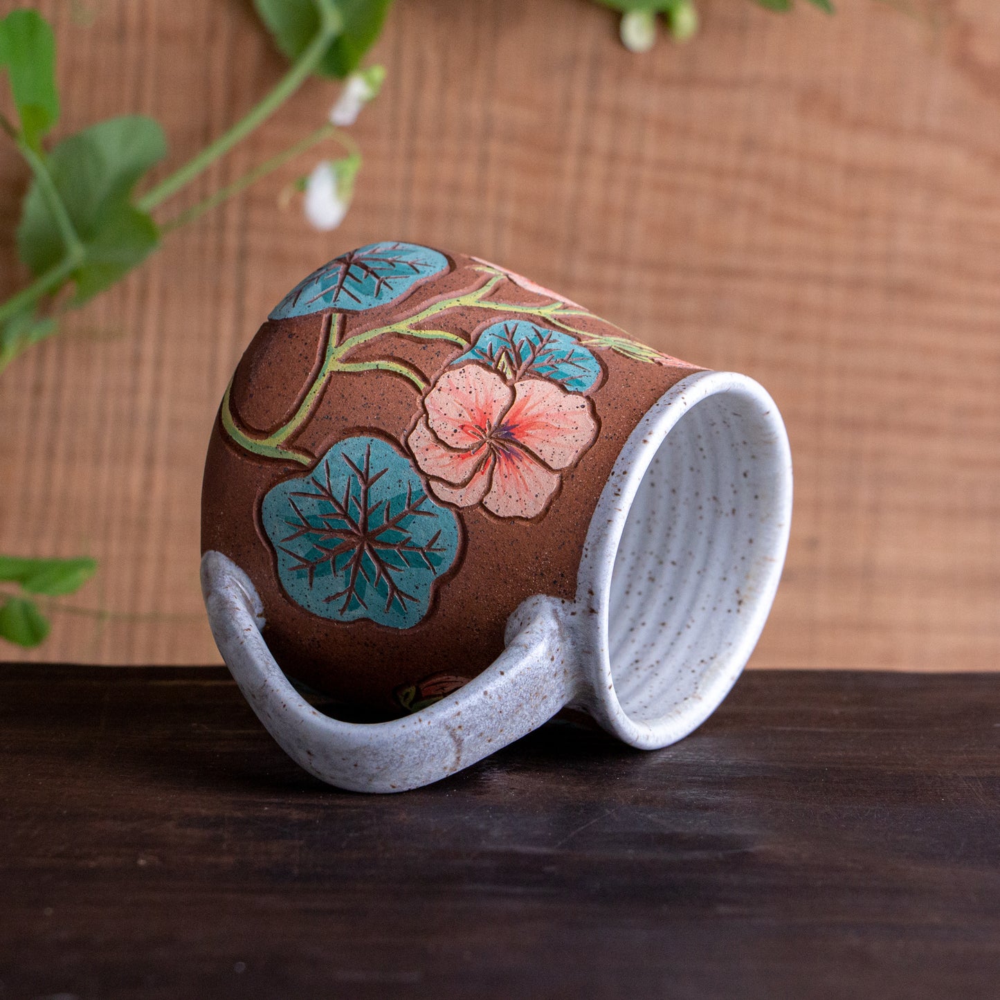 Nasturtium Stoneware Wrap-Around Mug #1 [16oz]