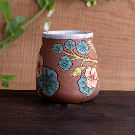 Nasturtium Stoneware Wrap-Around Mug #2 [17oz]