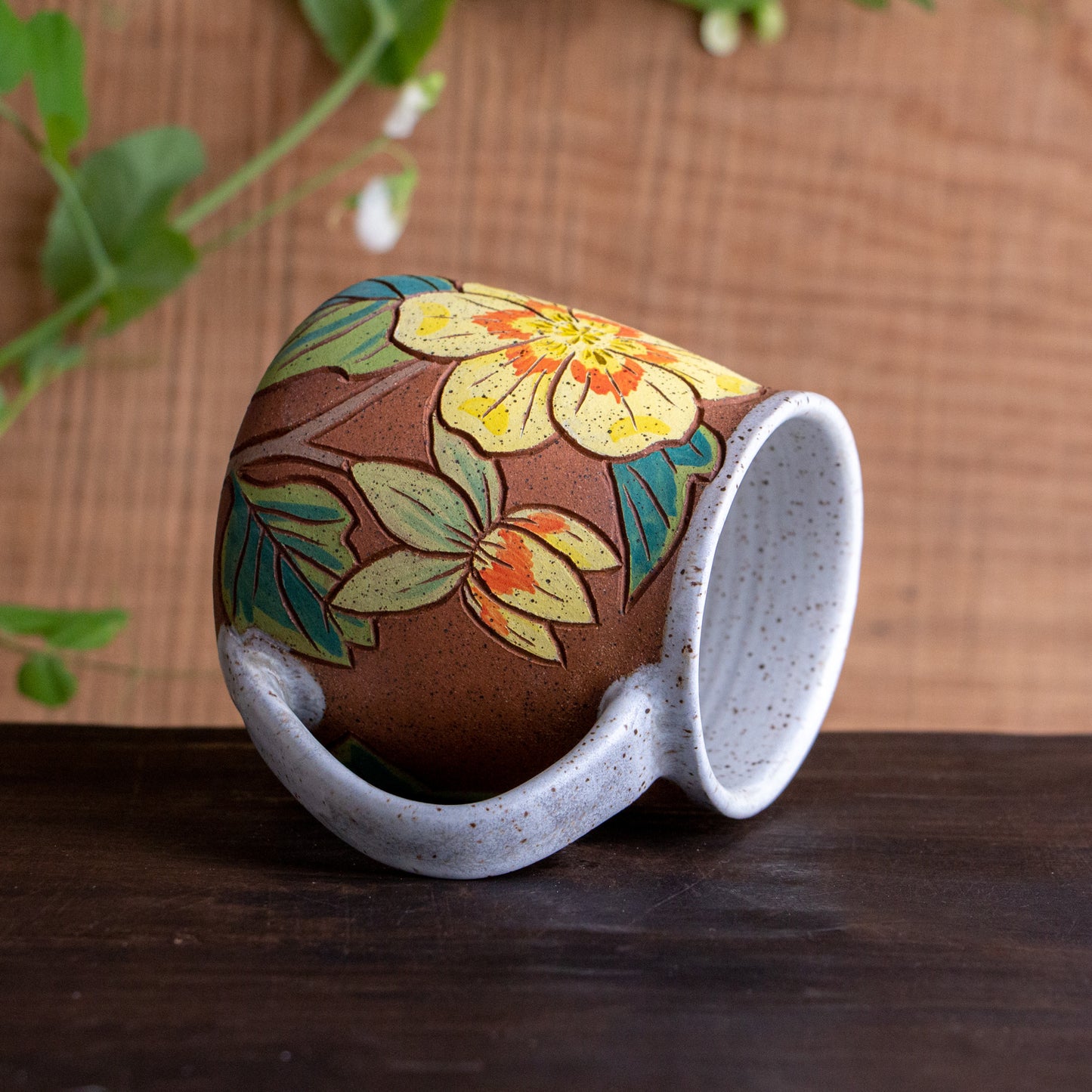 Tulip Poplar Stoneware Wrap-Around Mug #1 [16oz]