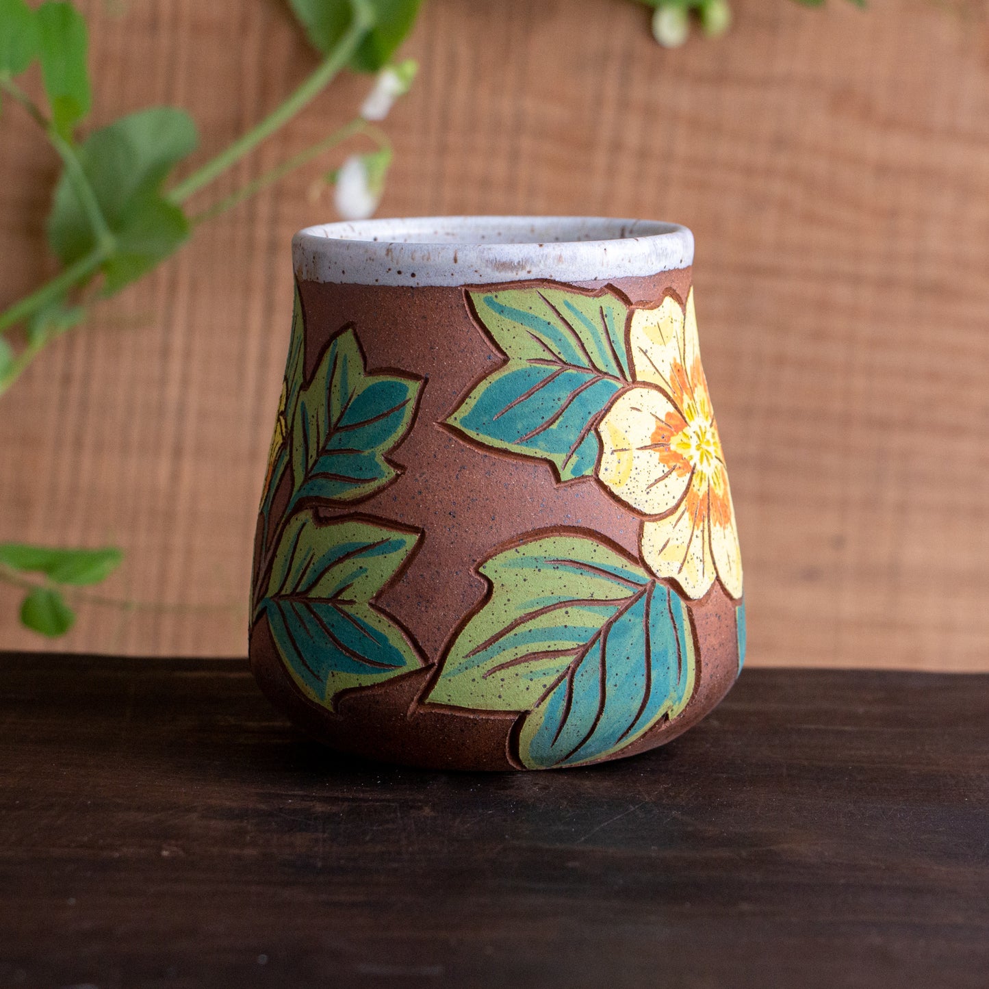 Tulip Poplar Stoneware Wrap-Around Mug #2 [18oz]