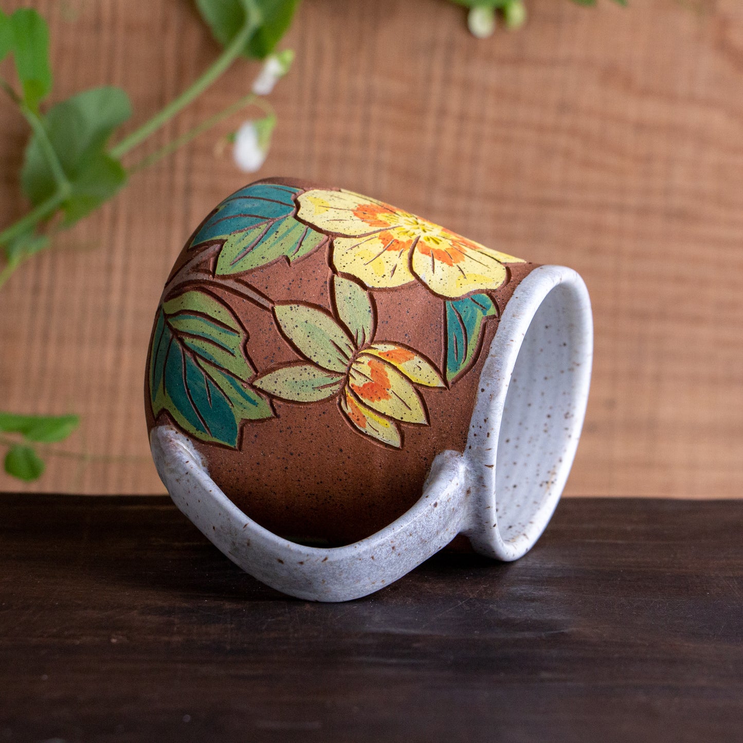 Tulip Poplar Stoneware Wrap-Around Mug #2 [18oz]