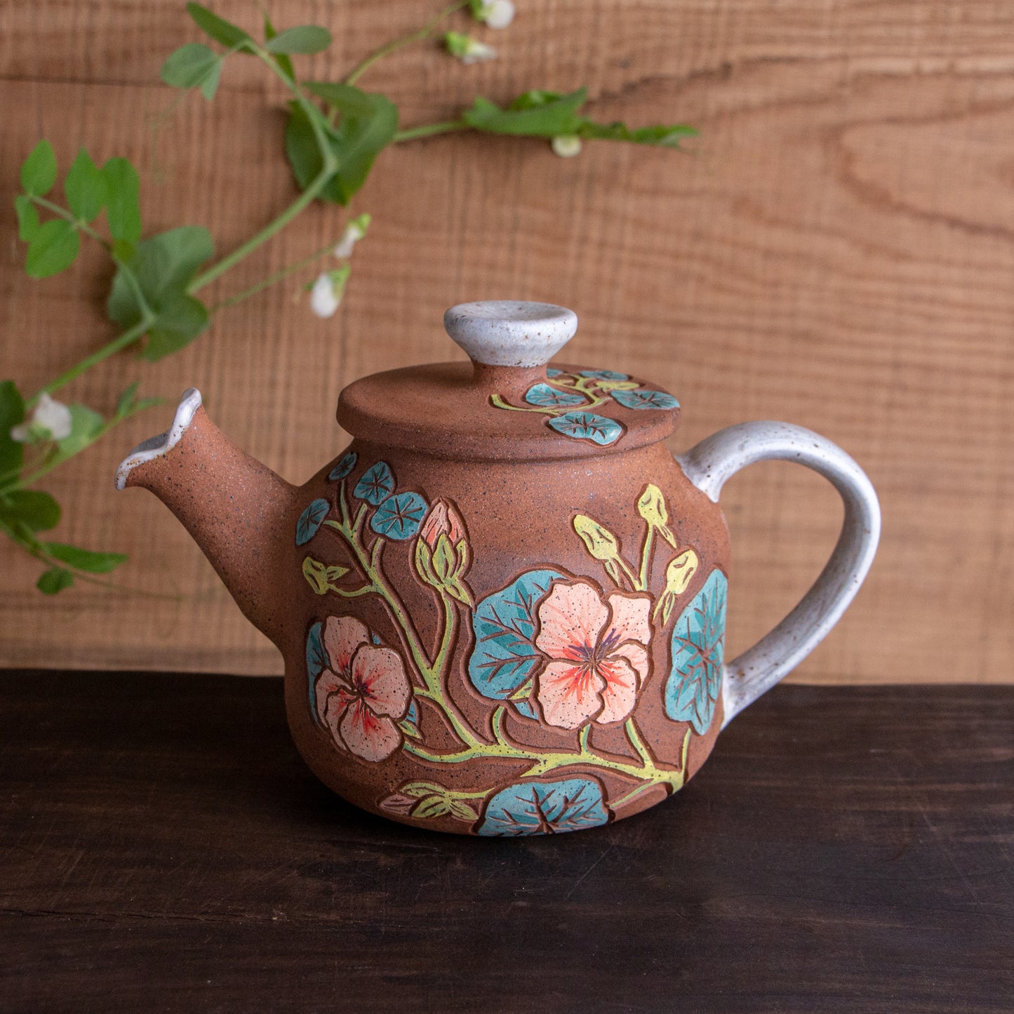 Stoneware Nasturtium Teapot