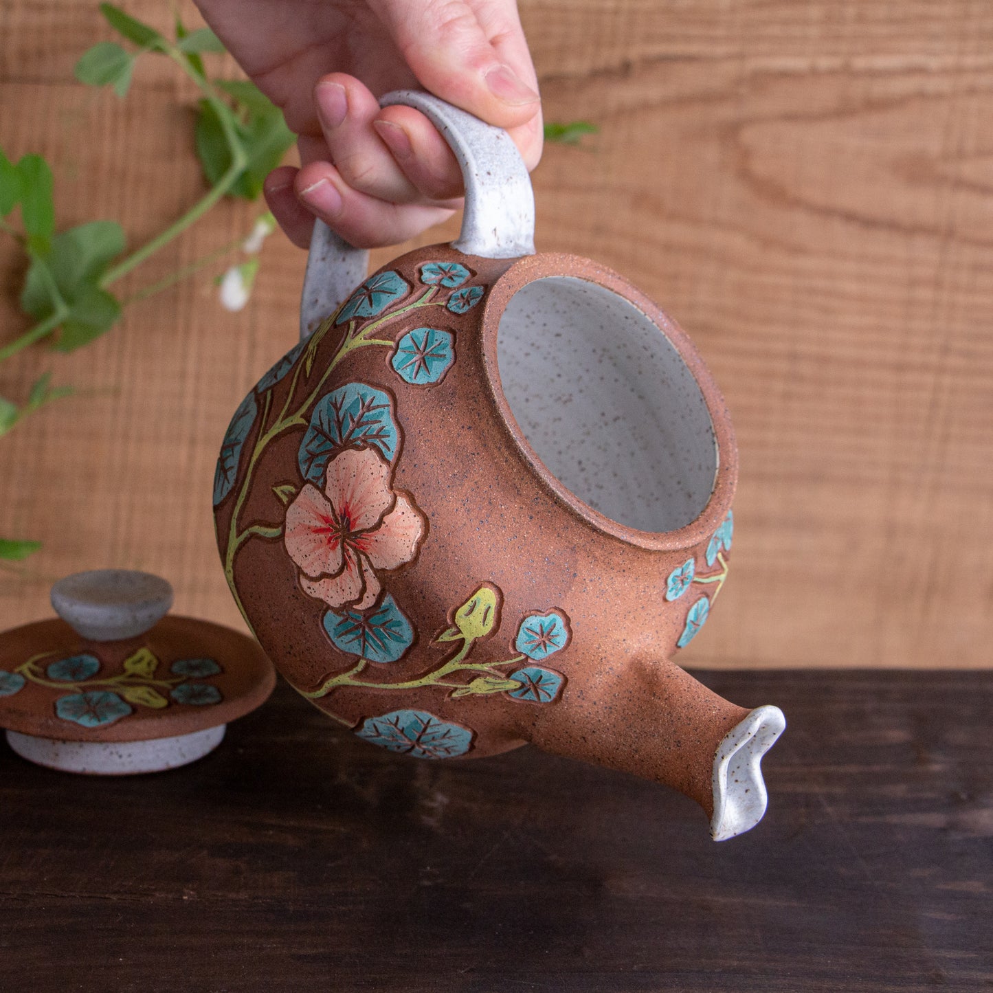 Stoneware Nasturtium Teapot