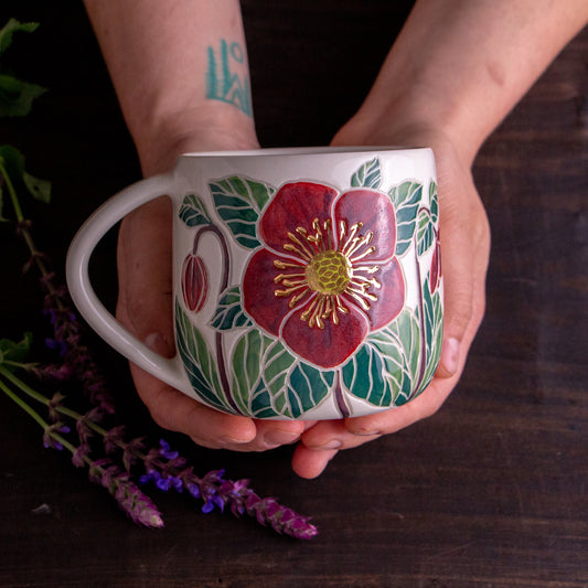 "Anna's Red" Hellebore Mug