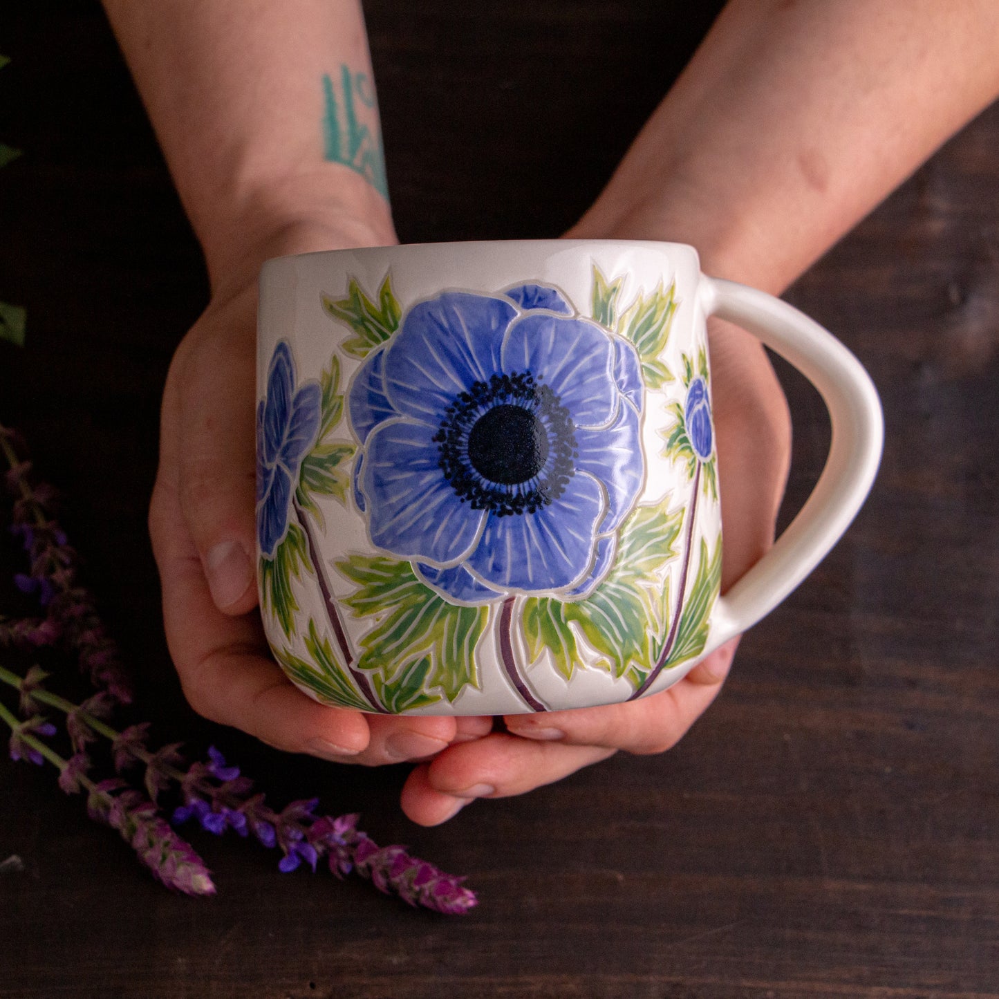 Blue Anemone Botanic Mug