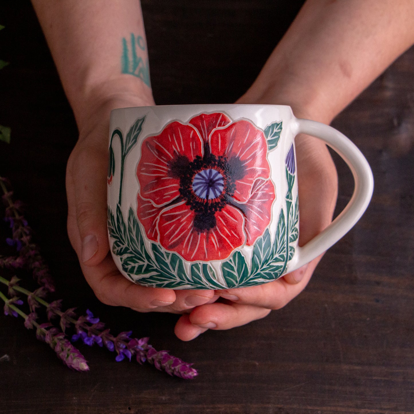 Red Poppy Botanic Mug
