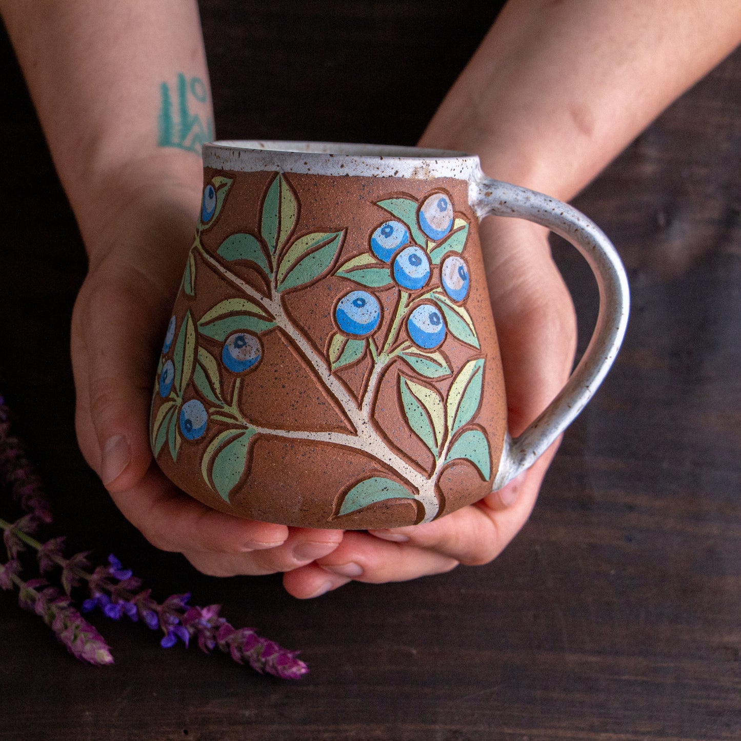 Blueberry Stoneware Wrap-Around Mug #2 [16oz]