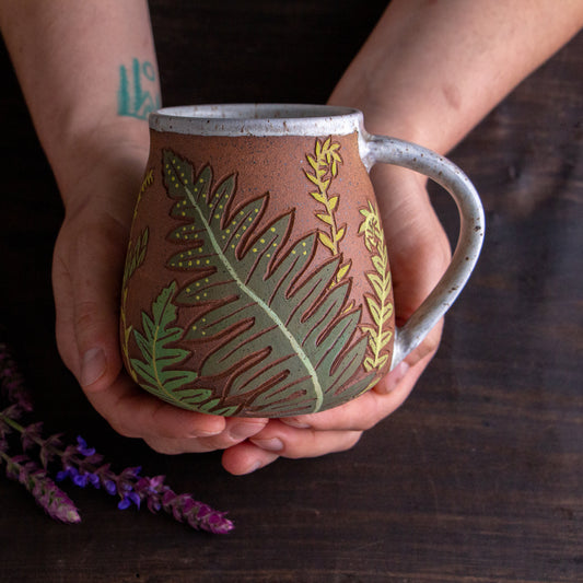 Fern Stoneware Wrap-Around Mug #2 [16oz]