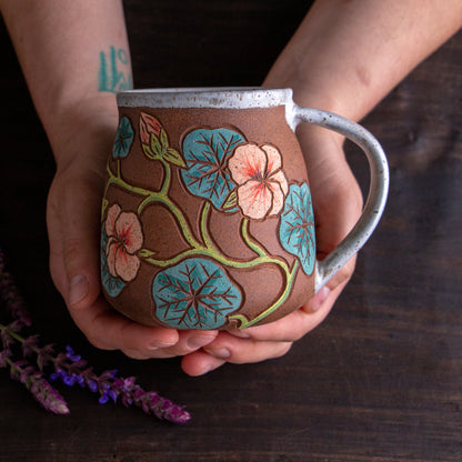 Nasturtium Stoneware Wrap-Around Mug #2 [17oz]